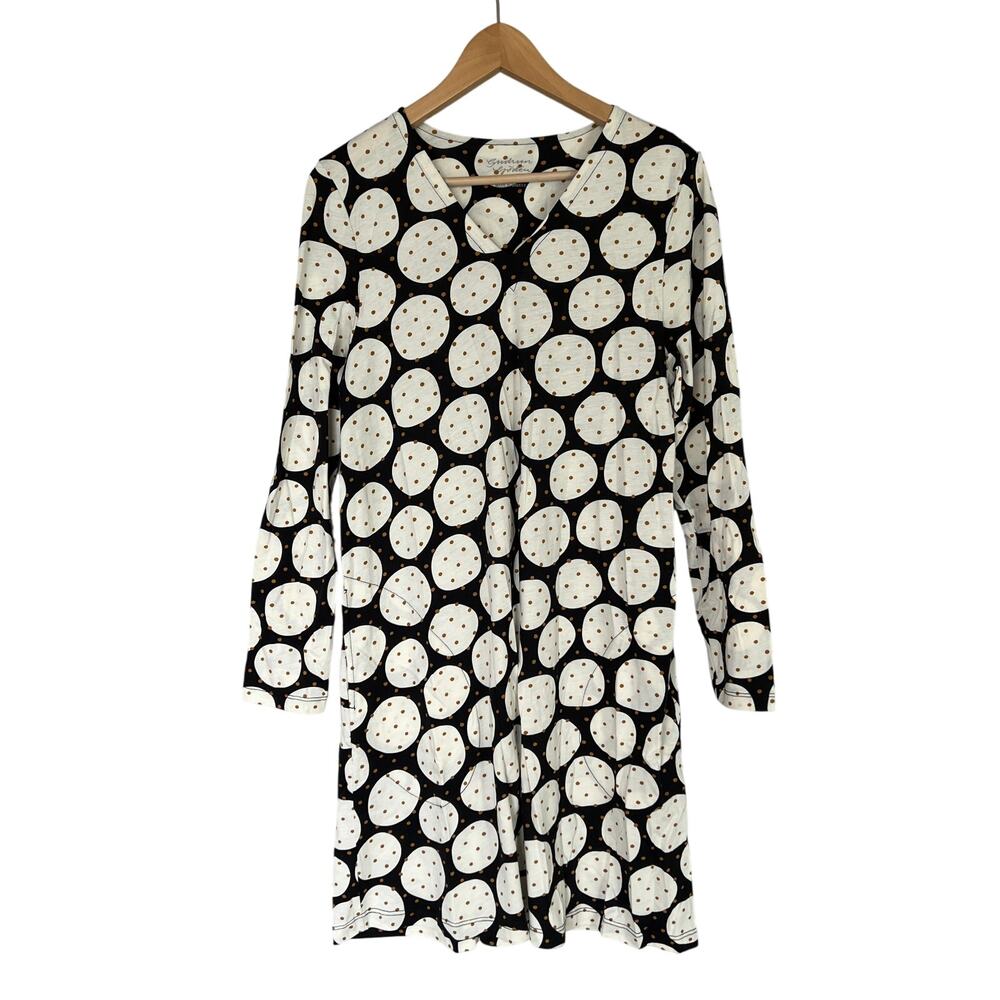 Gudrun Sjoden Dress Polka Dot Black Cream Scandinavian Modal Size S Long Sleeves